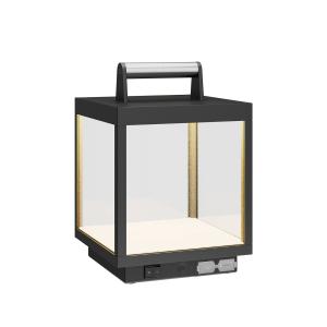 Lucande Lámpara de mesa LED recargable Cube, aluminio, USB,…