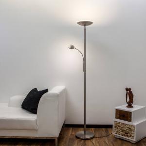 Lindby Lámpara LED de pie Malea con luz lectura, níquel