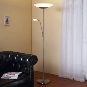 Lindby Lámpara LED de pie Ragna, brazo de lectura, níquel