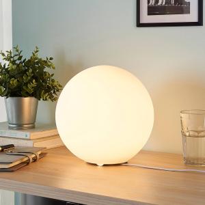 Lindby Lámpara de mesa Marike cristal esférico, blanco