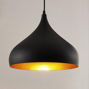Lámpara colgante Lindby Ritana, negro-oro, aluminio, Ø 31 c…