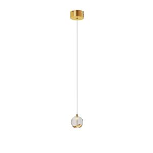 Lucande Lámpara colgante LED Hayley cristal, 1 luz, dorado