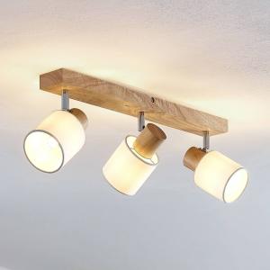 Lindby Wanessa downlight de techo, 3 luces, madera, blanco,…