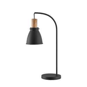 Lindby lámpara de mesa Trebale, E14, hierro, madera, negro