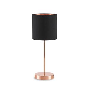 Lindby Noeline lámpara mesa cobre, pantalla negra