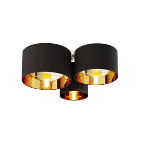 Lindby Laurenz plafón, 3 luces, negro-oro