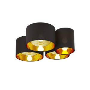 Lámpara de techo Laurenz de Lindby, 4 luces, negro-oro
