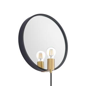 Lucande Lumani lámpara de pared con espejo, negro