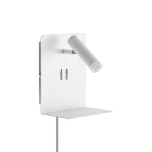 Lucande Zavi foco de pared con estante, USB blanco