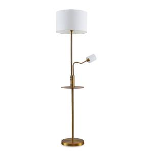 Lámpara de pie Lindby Aovan, color bronce, estante, conexió…