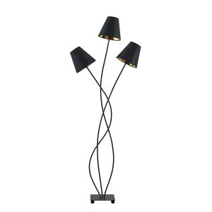 Lindby Komalie lámpara de pie, 3 luces, negro