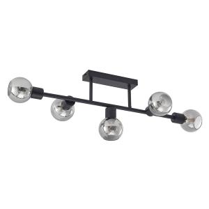 Lindby Biscala plafón 5 luces negro/humo