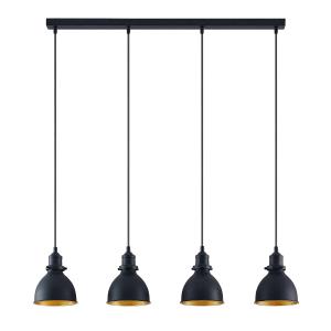 ELC Doskali lámpara colgante, negro-oro, 4 luces