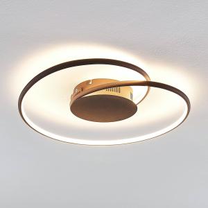 Plafón Lindby LED Joline, marrón óxido, 45 cm, metal