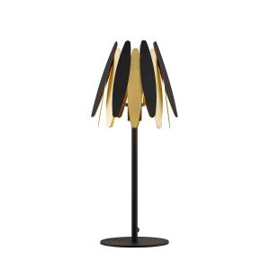 Lucande Lounit lámpara de mesa, negro-dorado