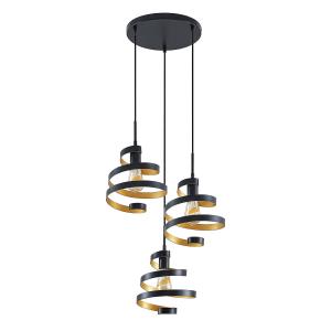Lindby Colten lámpara colgante, 3 luces, negro oro