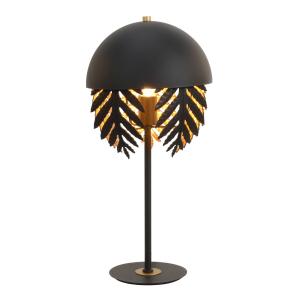 Lucande Aparas lámpara de mesa look hoja, negro-oro