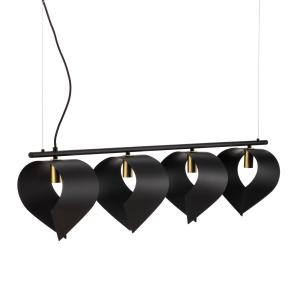 Lucande Mikolay lámpara colgante, 4 luces, negro