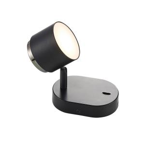 Lindby Marrie foco LED con interruptor, negro