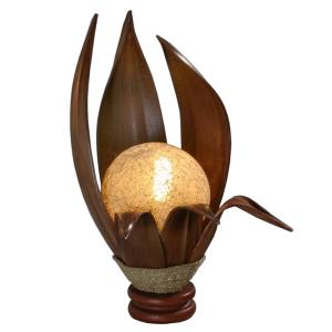 Woru Lámpara de mesa Karima, hojas de coco endurecidas