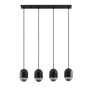 Lucande Amielle lámpara colgante, 4 luces, negro