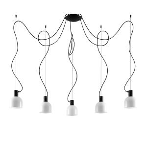 Lucande Serina lámpara colgante, 5 luces, blanco