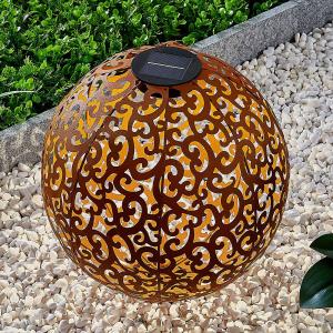 Lindby Lámpara solar LED Eduta, esfera, color óxido