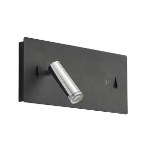Lucande Aplique de pared LED Kimo, angular, negro, aluminio…