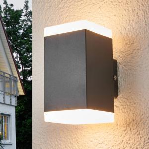 Lindby Aplique de pared exterior LED Hedda angular
