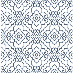 Papel pintado tradicional geométrico enrejado 2925 azul