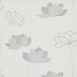 Papel pintado aspecto texturizado floral flor gris