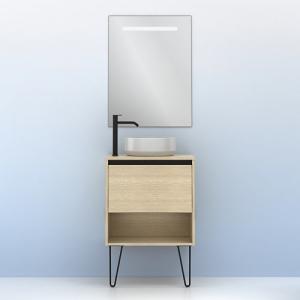 Mueble de baño con lavabo yoko roble gris 60x45 cm