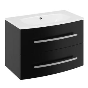 Mueble de baño con lavabo perla negro 80x50 cm