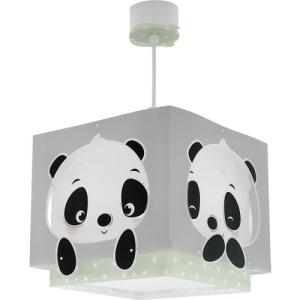 Lámpara de techo panda verde infantil 1 luz e27 d24 cm
