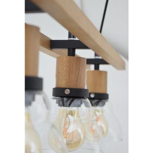 Lámpara de techo galwood 3 luces e27 madera cristal