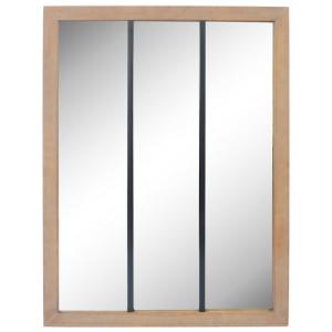 Espejo rectangular madera natural y metal negro 113 x 85 cm