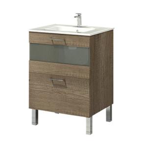 Mueble de baño con lavabo fox roble gris 60x45 cm