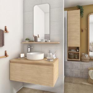 Mueble de baño con lavabo nature roble 90x48 cm