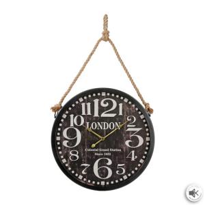 Reloj de pared redondo rope clock negro atmosphera de 52 cm