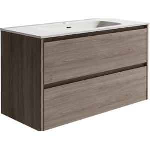 Mueble de baño con lavabo moon roble gris 100x45 cm
