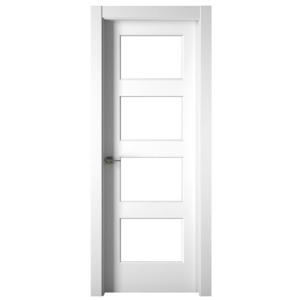 Puerta abatible bosco blanca premium con cristal blanco der…