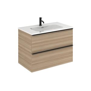 Mueble de baño con lavabo komplett nogal 80x45 cm