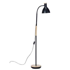 Lámpara de pie bell e27 negro madera 150 cm de alto