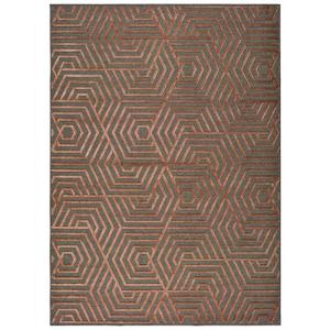 Alfombra lana graz geometrico naranja / cobre rectangular 1…