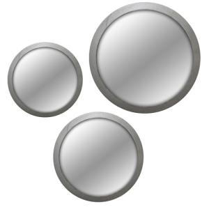 Espejo enmarcado redondo 3 espejos circulares plata