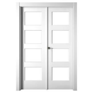 Puerta abatible bosco blanca premium con cristal blanco der…