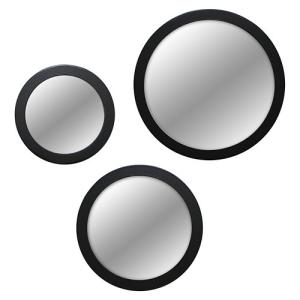 Espejo enmarcado redondo 3 espejos circulares negros