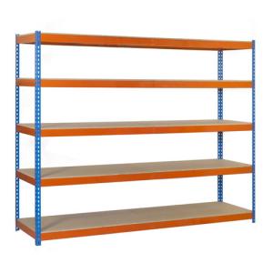 Estanteria ecoforte 5 azul/naranja/ madera 200x120x45cm