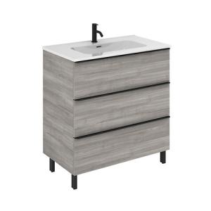 Mueble de baño komplett imitación roble grisáceo 80 x 45 cm…