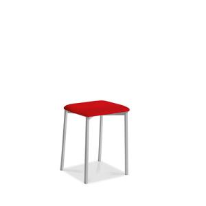 Taburete de estructura color epoxi aluminio y asiento rojo…